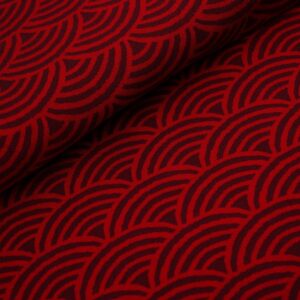 Bio-Jacquard-Jersey mit Wellenmuster in Kirschrot, Nahaufnahme der Musterung