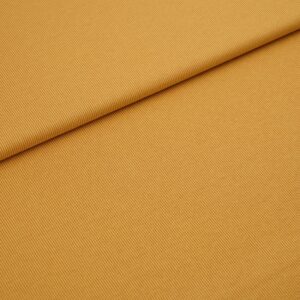 Jersey jacquard bio a costine fini giallo mais, tessuto disteso con piega diagonale