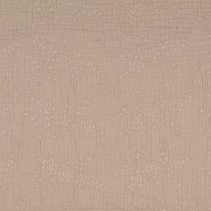 Musselin mit Lochstickerei Pflanzen in Beige, flach liegende Ware mit Crinkle-Struktur