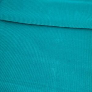 Velluto a coste nicki in cotone bio turchese, tessuto disteso con piega diagonale
