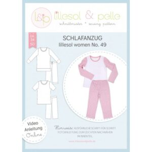 Page de couverture du patron papier lillesol women No. 49 pyjama avec dessins techniques et ensemble deux pièces à pois