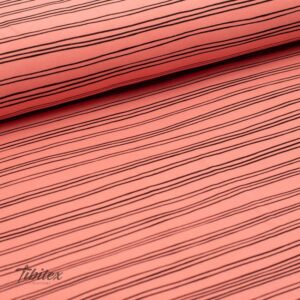 Soft Sweat mit schwarzen Strichstreifen auf Altrosa, aufgerollte Ware